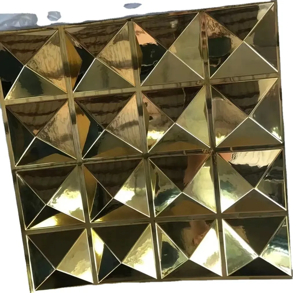 مطلي مرآة الذهب PVC 3D ألواح للحائط ورقة تصميم للديكور الجدار الداخلي