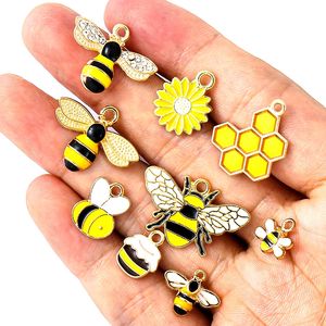 Mini abalorios de abeja esmaltados, hacer joyas colgantes para DIY, colgantes de aleaciones Vintage para pendientes, pulsera, collar, fabricación de joyas - Product Image 2