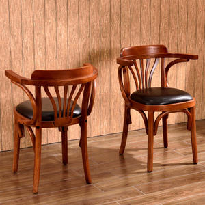 Stile tradizionale retrò sedia ristorante cafe <span class=keywords><strong>rattan</strong></span> sedia da pranzo in legno massello moderna coffee shop tavoli e sedie - Product Image 2