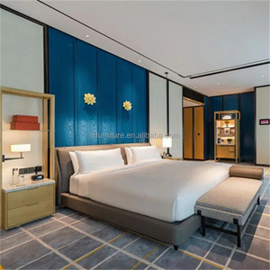 Fabricación de Muebles para Dormitorio, Juego de Habitación de Hotel Boutique Personalizado, Precio de Fábrica OEM, Cama Tapizada de Madera con Panel MDF y Juego de Ropa de Cama - Product Image 1