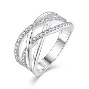 2023 New Sterling Sliver 925 Jewelry Winding Type Ring Wrap Around Cubick zircon Diamond Engagement Bands Rings