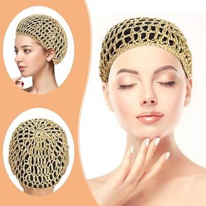 <span class=keywords><strong>Filet</strong></span> à <span class=keywords><strong>cheveux</strong></span> en maille pour femmes Crochet Caps Hat Snood Sleeping Night Cover Turban Rayon Knit Hairnet Hair Accessory - Product Image 6