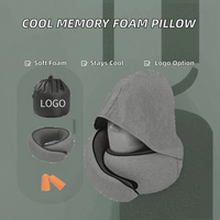 Oreiller de voyage à capuche en forme de U, design uni, avec mousse à mémoire de forme pour un soutien confortable du cou