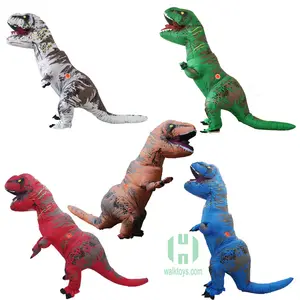 Kostum Cosplay Dewasa T REX Tiup, Kostum Dinosaurus Baju Pesta Maskot Tiup untuk Pria Wanita Kartun Dino
