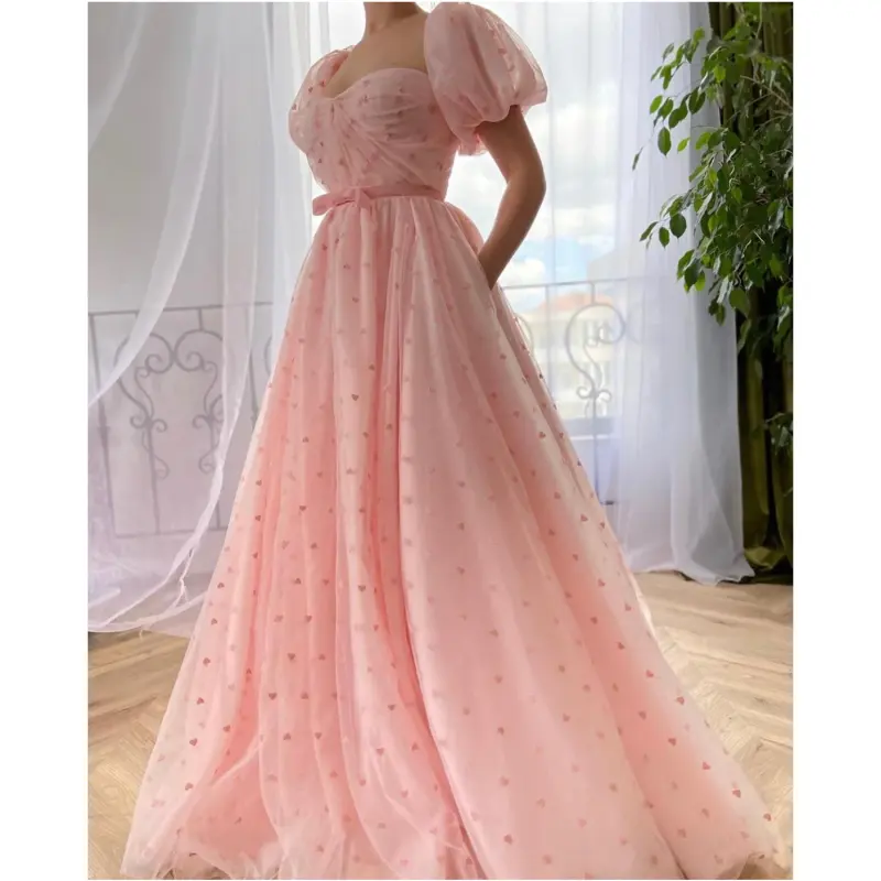 Custom Sweet Off Shoulder Pink Bow Belt Tulle A-line Wedding Gown Birthday Party Dress For Plus Size Women Prom Evening Dress