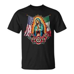 T-shirt Vierge de Guadalupe Vierge Marie drapeau mexicain américain - Product Image 1
