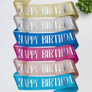 1 pezzo Glitter Happy Birthday Sash tracolla etichetta cintura <span class=keywords><strong>di</strong></span> compleanno fascia per donne uomini festa <span class=keywords><strong>di</strong></span> compleanno bomboniere forniture - Product Image 4