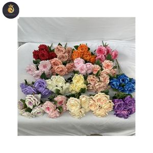 จีนผลิตดอกกุหลาบ 5 หัว ประเทศไทย ควีนไซส์ ผ้ากราวด์ ดอกไม้ประดิษฐ์ กุหลาบ - Product Image 1