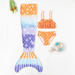 Set magico da nuoto a sirena <span class=keywords><strong>3</strong></span> pezzi con coda staccabile e costumi da bagno Fantasy con stampa Bikini in scala scintillante - Product Image 4