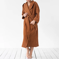 Peignoir en tissu gaufré thermique personnalisé pour femmes, vêtements de maison, robe de détente, robe confortable et moelleuse, robe d'invité, logo sur le devant