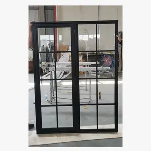 Çift cam çelik ses geçirmez dış fransız tarzı kapılar hafif çelik ızgara kapı