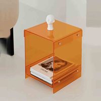 Table de chevet pliable multifonction en acrylique en forme de U personnalisée, table basse à double couche, table d'appoint amovible pour salon