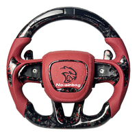 Volant de course en fibre de carbone forgée Carbon Bos avec bouton de klaxon LED pour Dodge Challenger HELLCAT Série 2001-2025