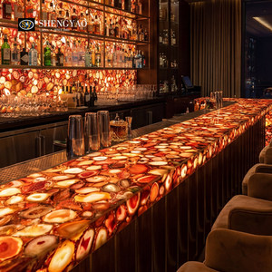 Bancone <span class=keywords><strong>Bar</strong></span> in Agata Rossa Brasiliana Naturale Retroilluminato per Hall di Hotel, Ristoranti e <span class=keywords><strong>Bar</strong></span> - Product Image 2