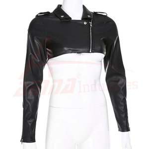 Chaqueta corta de cuero suave para mujer, venta al por mayor - Product Image 3