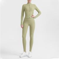 Ensemble de leggings et haut de yoga court pour femme, taille haute, élastique, extensible dans les 4 sens, respirant, couleur unie, grandes tailles, pour la gym, entrepôt USA