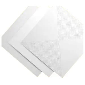 工厂批发穿孔方形金属铝隔音天花板瓷砖600X600毫米天花板设计夹子