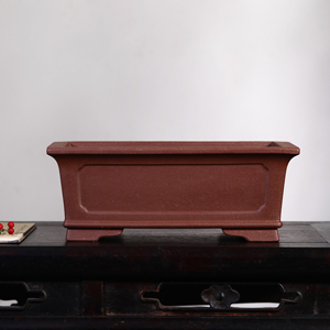 Rectangular Zisha Flowerpot Kui Style Handmade Bonsai Trough <b>Pot</b> Original Old Clay Taoxi - Product Image 1