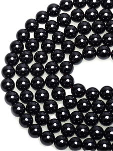 Perles rondes en onyx noir naturel, brin en gros, polies et lisses, pour la fabrication de bijoux, perles en vrac pour colliers, bracelets et artisanat fait main - Product Image 1