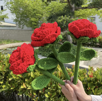 Rose géante classique en crochet à la main, fleur éternelle, décoration pour la Saint-Valentin, fête des mères