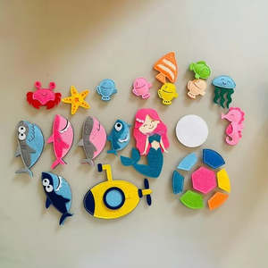 Nouveau design Montessori : Livre sensoriel en feutre sur le monde sous-marin, livre d'activités en feutre doux pour tout-petits, tableau d'activités en feutre pour apprendre <span class=keywords><strong>les</strong></span> compétences de base - Product Image 3