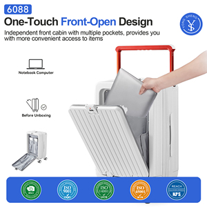 High Quality White Lightweight Front Open Suitcase <strong>Luggage</strong> <strong>Custom</strong> Waterproof Hard Shell PC Travel <strong>Luggage</strong> with Cup Holder - Product Image 4