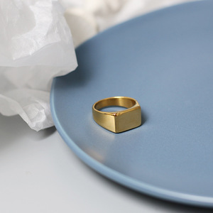 Women's Non-Fading 18K Gold-Plated <b>Titanium</b> Steel <b>Rings</b> | French Minimalist Heart & Japanese Square Chunky <b>Ring</b> Wholesale - Product Image 4