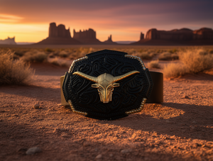 Hebilla de cinturón grande de 4.5 cm, estilo occidental, de aleación plateada y envejecida, con diseño alienígena. - Product Image 2