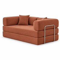 Gepolstertes Klappbares Schlafsofa mit Metallrahmen, Komprimierbare Verwandelbare Liege für Wohnzimmer, Schlafzimmer und Gästepolster