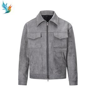 Giacca di pelle scamosciata da uomo con cerniera spessa personalizzata Multi-tasca per l'inverno - Product Image 4