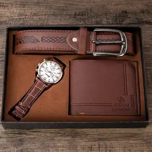 Heren Cadeauset Prachtig Verpakt Horloge + Portemonnee + Set Combinatie Set Buitenlandse Handel Hot-Money Creatieve Katoenen Pu Opp Bag Short