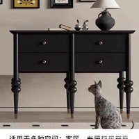 Meuble d'entrée en bois massif de style rétro français de luxe léger, 5+ tiroirs, portes à panneaux surélevés, noir simple pour salon
