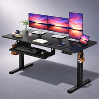Bureau debout électrique moderne avec plateau pour clavier intégral en acier allié, hauteur réglable, pour usage domestique ou professionnel