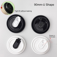 Emballages jetables pour plats à emporter, noir et blanc, 90 mm, 85 mm, couvercles en plastique PP PS en forme de U, couvercles en plastique pour boissons chaudes et froides, couvercles pour gobelets