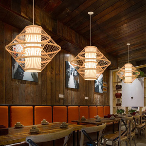 Lámpara colgante artesanal de bambú, redonda, E27, LED, de un solo cabezal, para restaurante, casa de té, tienda de tatami - Product Image 3