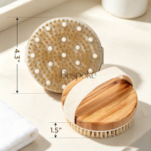 Brosse corporelle sèche en fibre végétale avec logo personnalisé, épurateur de peau exfoliant, masseur de cellulite, outil de bain, douche et spa pour lymphatique - Product Image 2