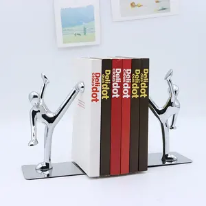 Kệ Sách Kung Fu Sáng Tạo Bookends Bằng Kim Loại 3D Giá Sách Hình Người Bằng Thép Không Gỉ