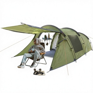 Tente familiale double couche pour 3-4 personnes avec véranda, imperméable quatre saisons, installation rapide pour le camping, la randonnée et les voyages - Product Image 1