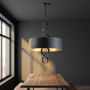 AK Laiton Anneau Rond Design Métal Suspension Suspendue en Noir Fini Lumières Décoratives Pour Restaurant & Décoration Intérieure - Product Image 1