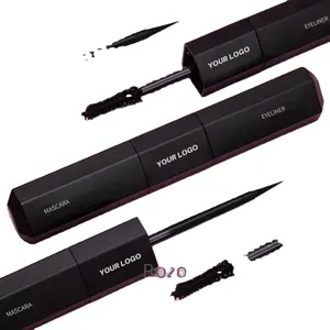 Terbaik Makeup Label pribadi maskara pigmen cairan Eye Liner tahan air disesuaikan kualitas tinggi 2 In 1 maskara dan Eyeliner