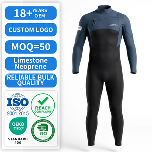 <span class=keywords><strong>Combinaison</strong></span> de plongée intégrale en néoprène 3/2 mm à manches longues et fermeture éclair sur la poitrine pour homme – Équipement thermique et flexible pour le surf, la plongée et la natation en mer - Product Image 1