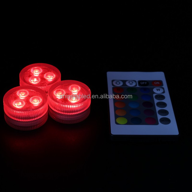 Hot Selling RGB LED Submersible Light with Remote Control Color Changing Waterproof Underwater Light for Party Vase Aquarium