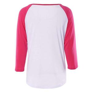 Camiseta personalizada de algodón de talla grande para mujer, patrón sólido, manga raglán, parte inferior de béisbol, punto informal con estampado de logotipo - Product Image 3