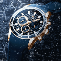 Montre-bracelet classique étanche REWARD Vip RD83005M 83005 pour homme avec bracelet en silicone et boîtier en acier inoxydable – Style décontracté et tendance