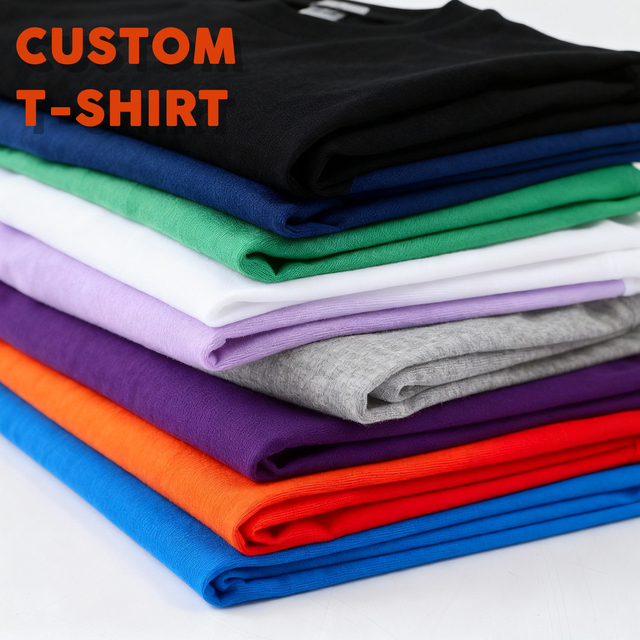Wholesale T-shirts Bulk Supplier Custom Graphic T-Shirts 100% Cotton Embroidered Custom Own Brand Logo Short Sleeve T-shirts