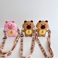 Bolsa Cruzada de Silicona con Diseño de Capibara de Dibujos Animados, Color Marrón, Monedero, Accesorio de Moda Impermeable para Niños