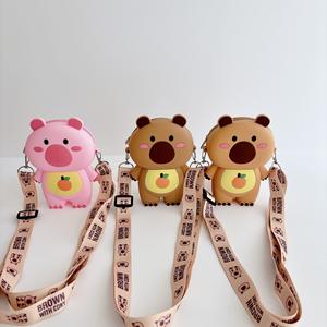 Sac à bandoulière en silicone Capybara marron de dessin animé, nouveauté, porte-monnaie mignon, accessoire de mode imperméable pour enfants, vente en gros - Product Image 4