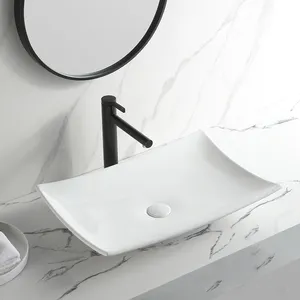 Direct Selling Ribbed Oval Wash Bathroom Catch Cement Oval Concrete Basin Sink