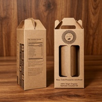 Caja de Papel Kraft Ecológica con Logotipo Personalizado, Ventana y Asa, Laminado Mate, para Envasado de Alimentos como Sushi, Aceite de Coco, Aceite de Oliva y Miel