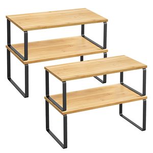 Ripiani da <span class=keywords><strong>cucina</strong></span> impilabili <span class=keywords><strong>in</strong></span> <span class=keywords><strong>legno</strong></span>-piano di lavoro espandibile e Organizer <span class=keywords><strong>per</strong></span> dispensa industriale nero - Product Image 1